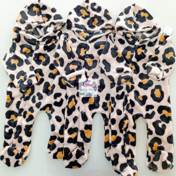 Warm Fleece Animal Print Baby Jumpsuit Unisex Soft Newborn Romper - Image 2