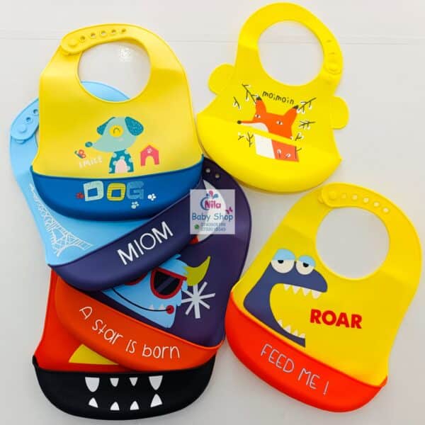 Cartoon Print Silicone Baby Bibs