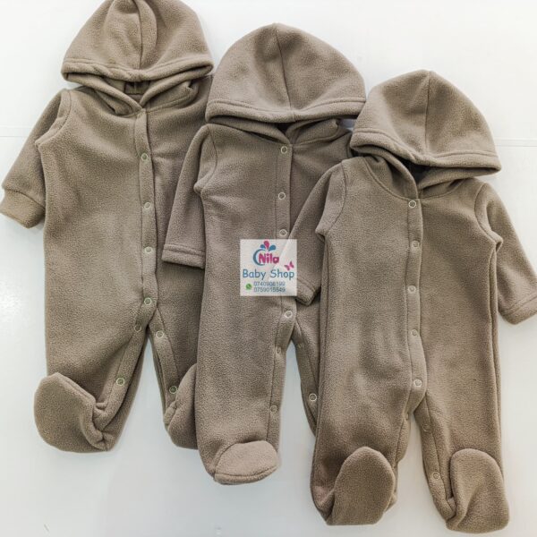 Cozy Fleece Baby Romper with Hood Warm Footed Jumpsuit with Snap Buttons - Image 3