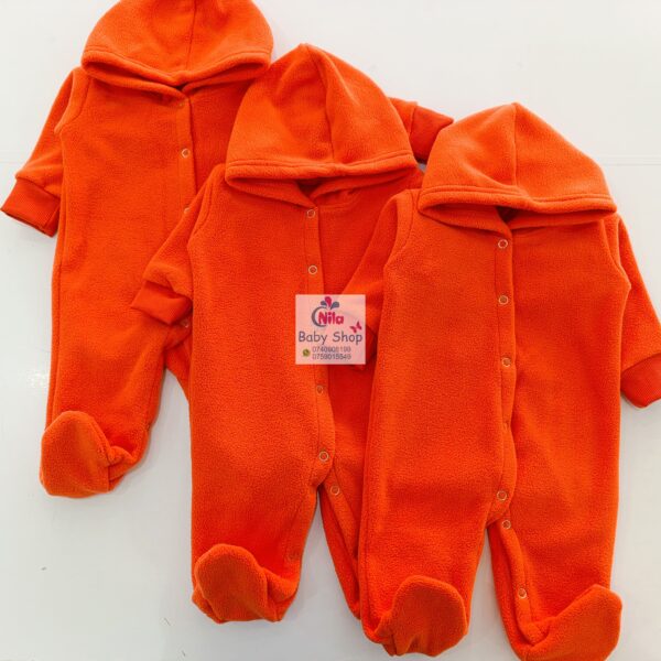 Cozy Fleece Baby Romper with Hood Warm Footed Jumpsuit with Snap Buttons - Image 4