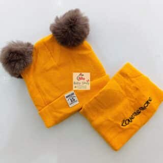 2PCS Baby Hat & Mini Scarf - Mustard