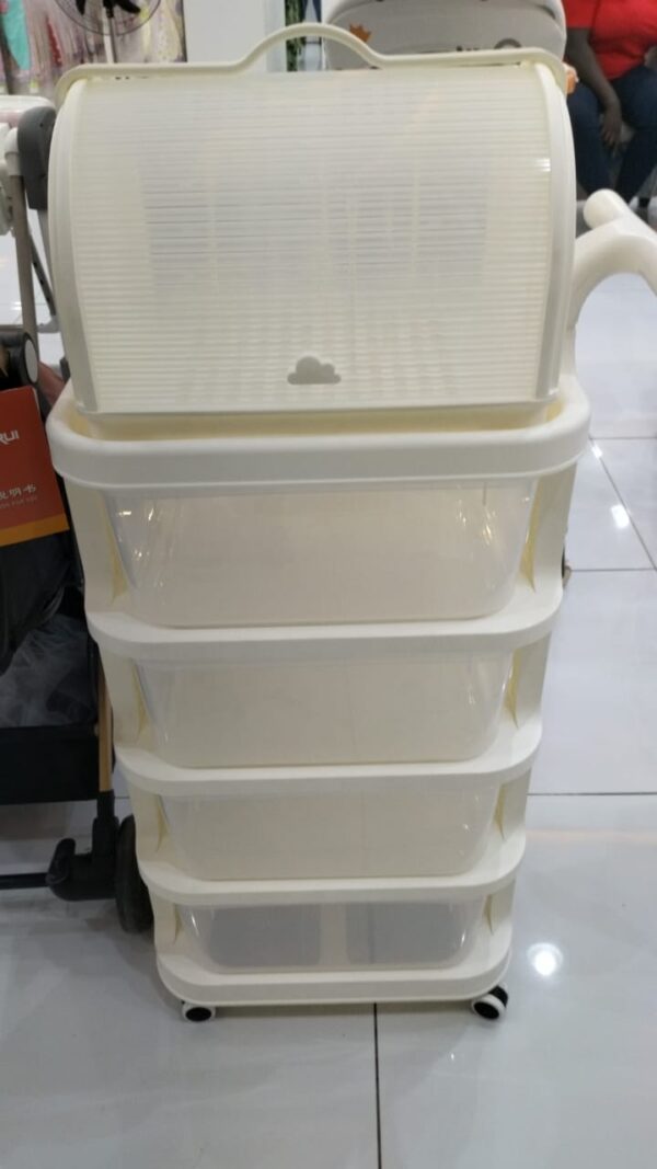 Baby Storage Drawer Organizer with Wheels – 4 Tier Cabinet