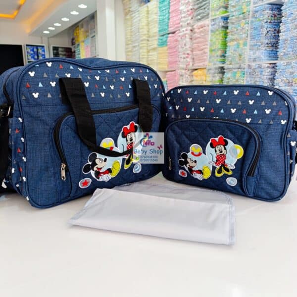 Mickey & Minnie Baby Diaper Bag with Changing Mat – Multi-Pocket Travel Organizer - Image 2