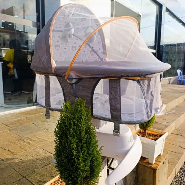 Baby Bassinet Cradle with Mosquito Net & Toys - Image 2