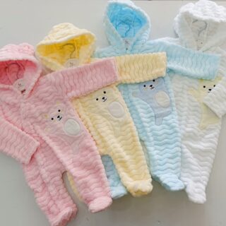 Baby Romper Buttoned Hooded Overall One Piece Bodysuit