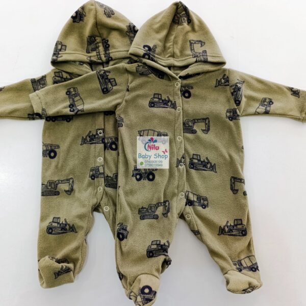 Cozy Fleece Baby Romper with Hood Warm Footed Jumpsuit with Snap Buttons - Image 3