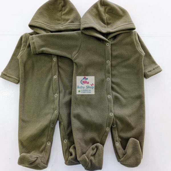 Cozy Fleece Baby Romper with Hood Warm Footed Jumpsuit with Snap Buttons - Image 4