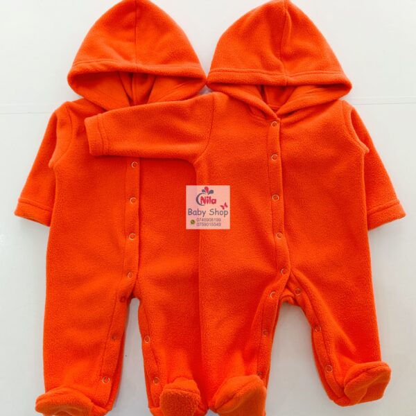 Cozy Fleece Baby Romper with Hood Warm Footed Jumpsuit with Snap Buttons - Image 8