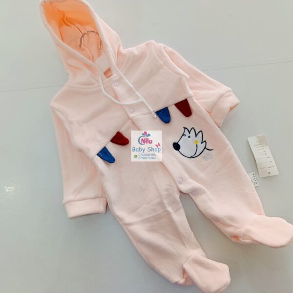 Baby Fleece Hooded Romper with Footies – Newborn Winter Jumpsuit - Image 2