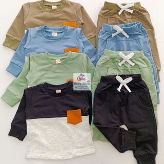 Baby Boy & Girl Two-Piece Outfit Set – Long Sleeve Sweatshirt with Pocket and Jogger Pants