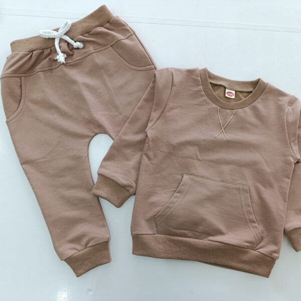 Unisex Baby Tracksuit Set – Cozy Long Sleeve Top with Kangaroo Pocket and Matching Jogger Pants - Image 2