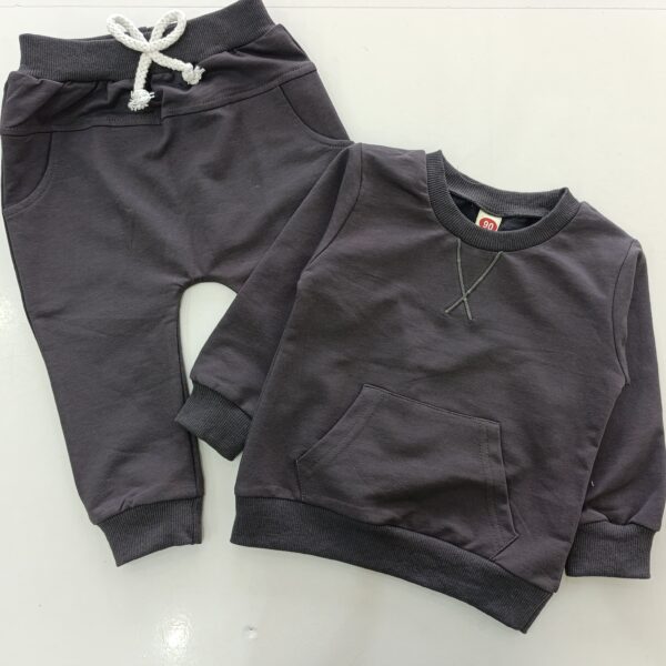 Unisex Baby Tracksuit Set – Cozy Long Sleeve Top with Kangaroo Pocket and Matching Jogger Pants - Image 3