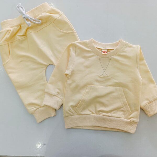 Unisex Baby Tracksuit Set – Cozy Long Sleeve Top with Kangaroo Pocket and Matching Jogger Pants - Image 6