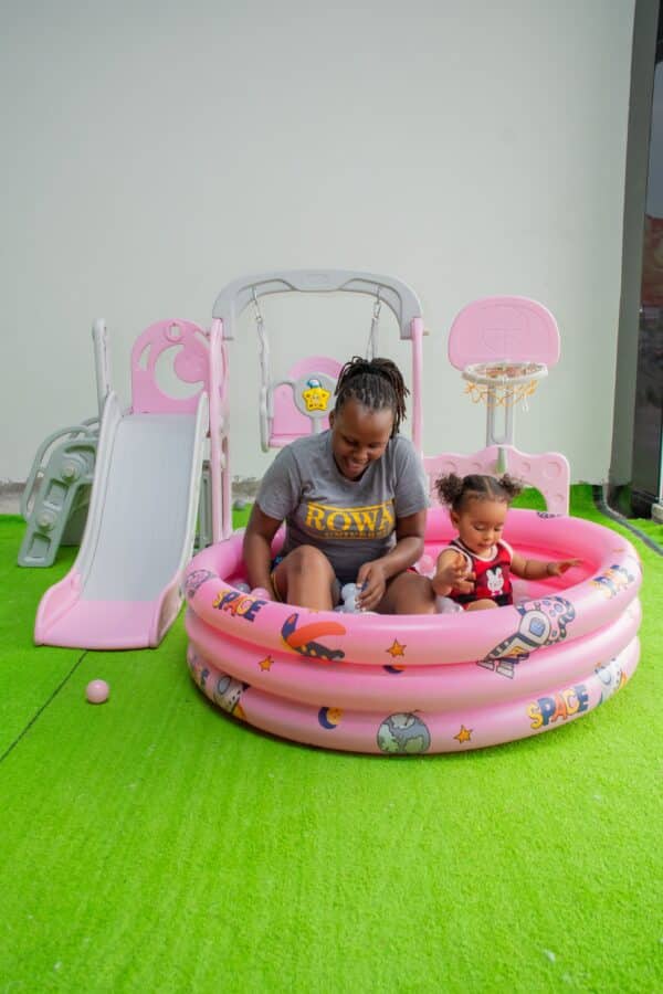 Kids 4 in 1 Playset with Slide, Swing, Basketball Hoop and Ball Pit - Image 15