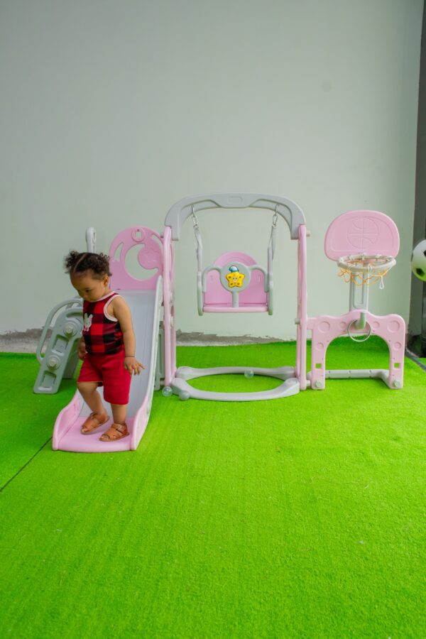 Kids 4 in 1 Playset with Slide, Swing, Basketball Hoop and Ball Pit - Image 10