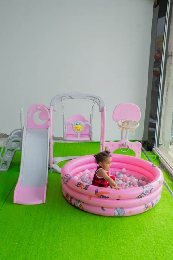 Kids 4 in 1 Playset with Slide, Swing, Basketball Hoop and Ball Pit - Image 8