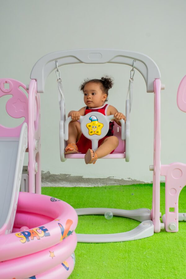 Kids 4 in 1 Playset with Slide, Swing, Basketball Hoop and Ball Pit - Image 5