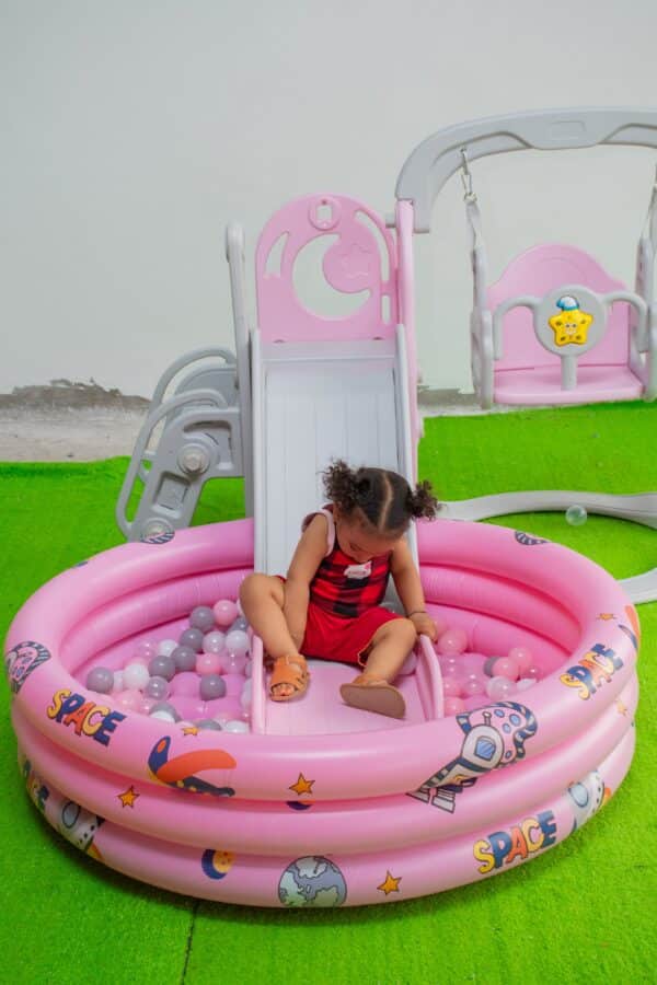 Kids 4 in 1 Playset with Slide, Swing, Basketball Hoop and Ball Pit - Image 6