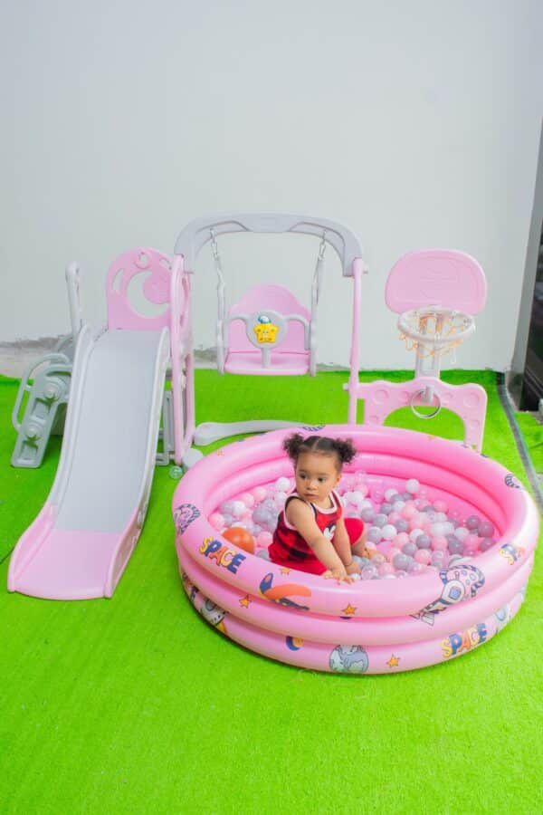 Kids 4 in 1 Playset with Slide, Swing, Basketball Hoop and Ball Pit - Image 3