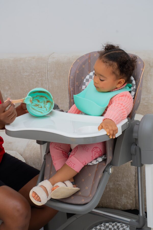 Foldable Baby Feeding High Chair with Safety Belt & Wheels - Image 8