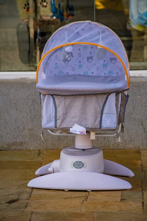 Baby Bassinet Cradle with Mosquito Net & Toys - Image 3
