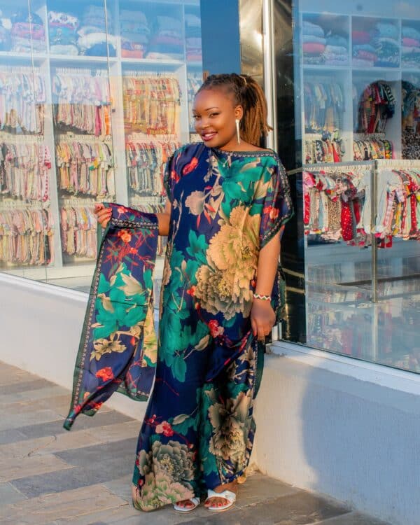 Women's Luxury African Kaftan Maxi Dress with Matching Headscarf – Silk Boubou Gown in Multiple Colors with Designer Print - Image 10