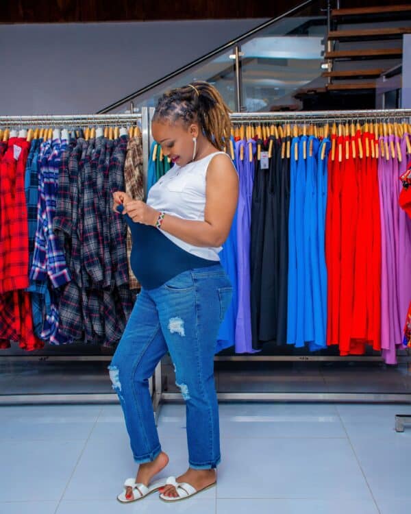 Women’s Maternity Jeans with Stretch Belly Panel – Comfortable Pregnancy Denim Pants for Expecting Mothers - Image 4