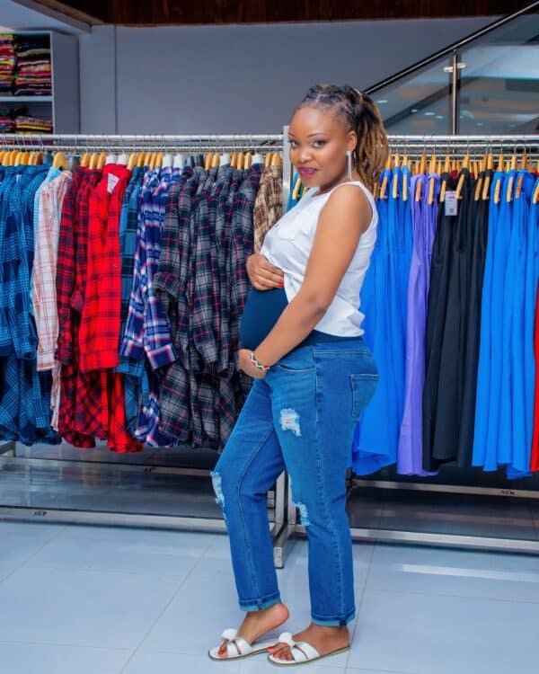 Women’s Maternity Jeans with Stretch Belly Panel – Comfortable Pregnancy Denim Pants for Expecting Mothers