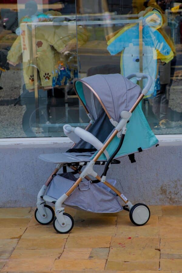 Folding Lightweight Baby Stroller 2 in 1 Aluminum Alloy Silver Tube Stroller - Image 2