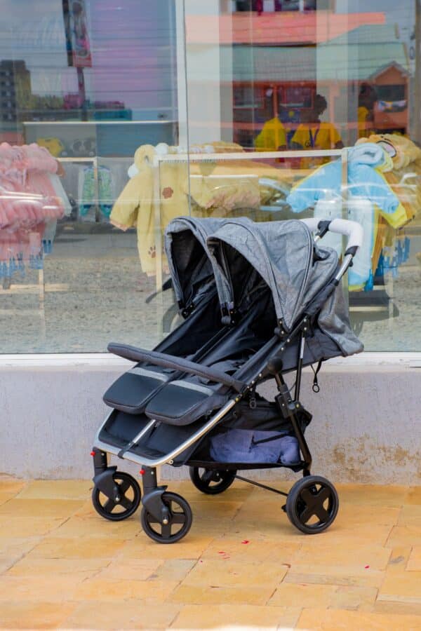 Twin Baby Stroller for Twins and Siblings – Double Seat Lightweight Foldable Pram with Adjustable Canopy and Safety Harness - Image 7