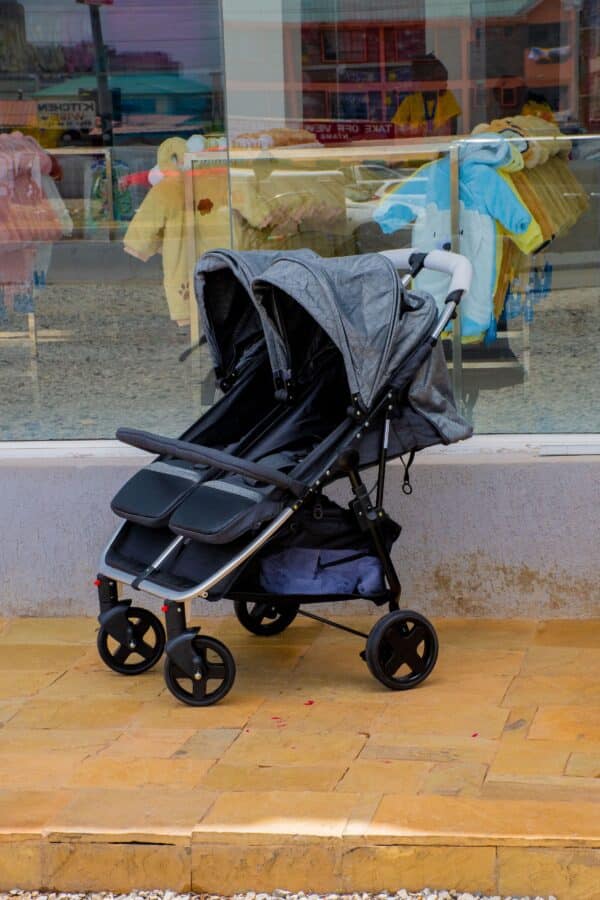Twin Baby Stroller for Twins and Siblings – Double Seat Lightweight Foldable Pram with Adjustable Canopy and Safety Harness - Image 6