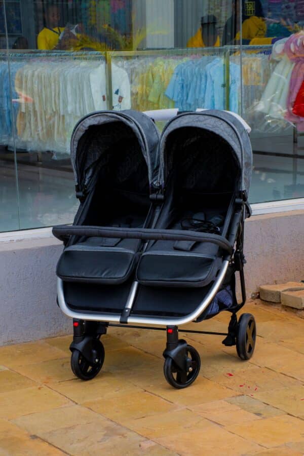 Twin Baby Stroller for Twins and Siblings – Double Seat Lightweight Foldable Pram with Adjustable Canopy and Safety Harness - Image 3