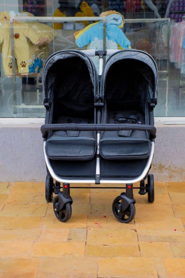 Twin Baby Stroller for Twins and Siblings – Double Seat Lightweight Foldable Pram with Adjustable Canopy and Safety Harness - Image 2