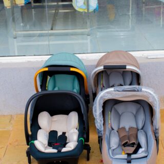 Infant Car Seat Carrier with Canopy & Safety Harness