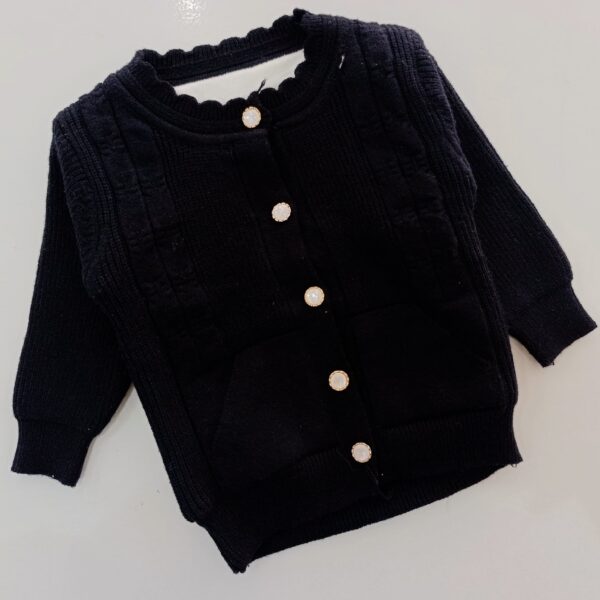 Baby Girls Knitted Cardigan, Long Sleeve Open Front Jacket - Image 3