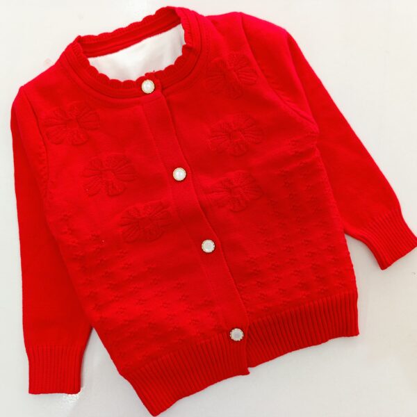Baby Girls Knitted Cardigan, Long Sleeve Open Front Jacket - Image 5