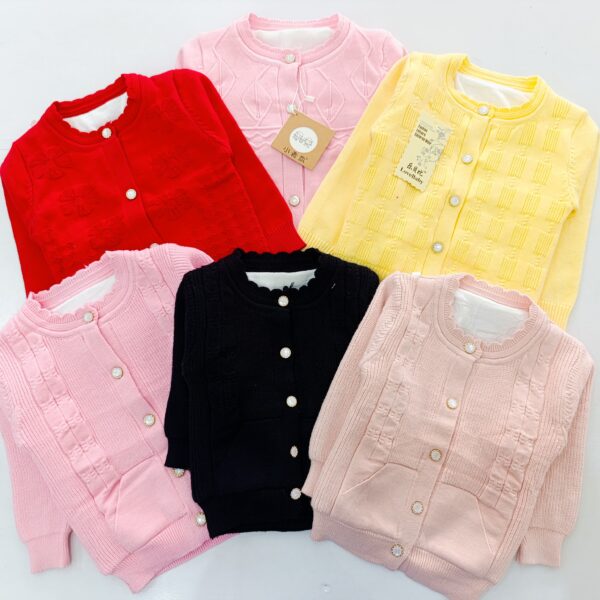 Baby Girls Knitted Cardigan, Long Sleeve Open Front Jacket