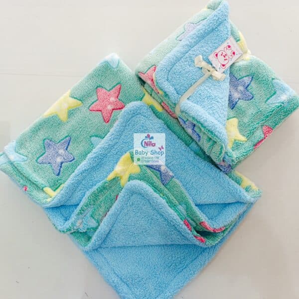 Soft Fleece Star Print Baby Blanket – Warm & Cozy Newborn Swaddle - Image 2