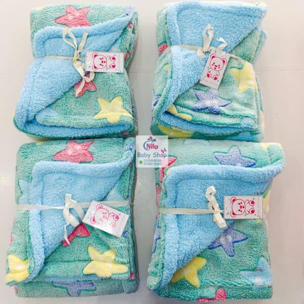 Soft Fleece Star Print Baby Blanket – Warm & Cozy Newborn Swaddle - Image 6
