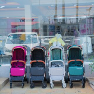 Folding Lightweight Baby Stroller 2 in 1 Aluminum Alloy Silver Tube Stroller