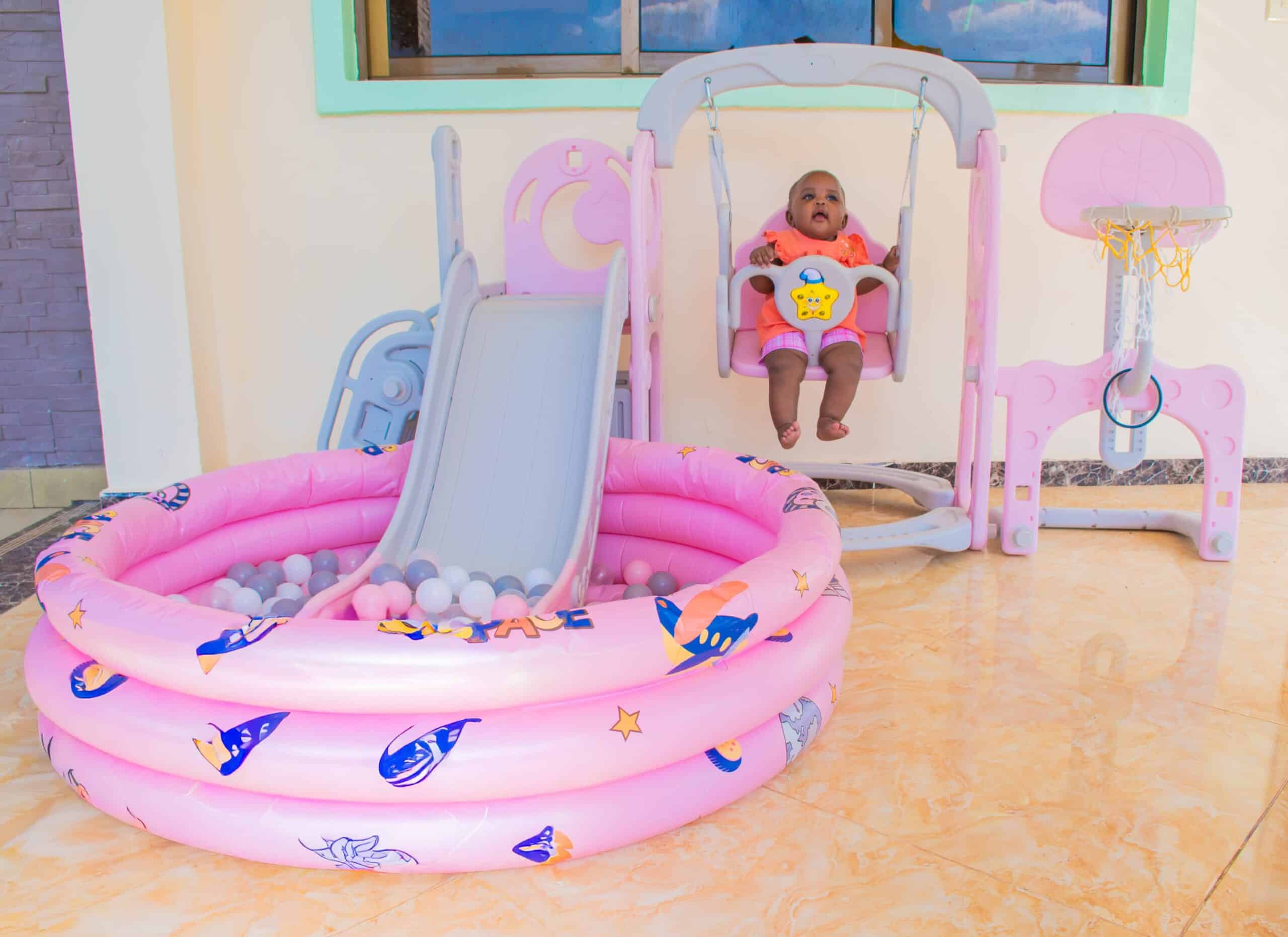 Kids 4 in 1 Playset with Slide, Swing, Basketball Hoop and Ball Pit - Image 8