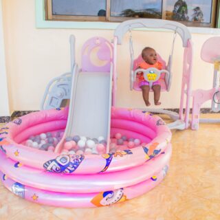 Kids 4 in 1 Playset with Slide, Swing, Basketball Hoop and Ball Pit