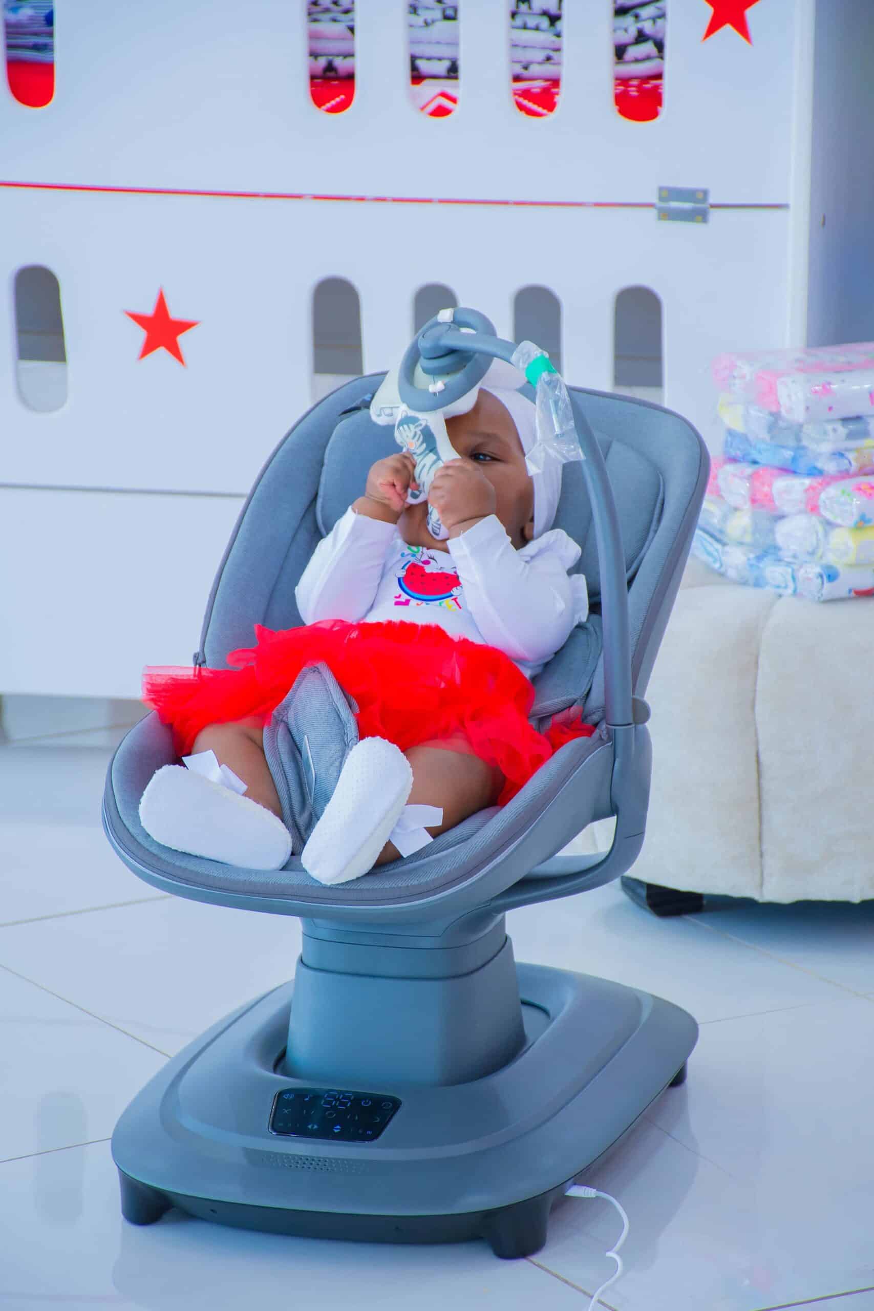 Electric Baby Swing Chair with Music and Toy Bar