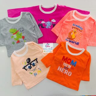 5-Piece Baby Long Sleeve T-Shirt Set – Cute Cartoon Prints for Boys & Girls