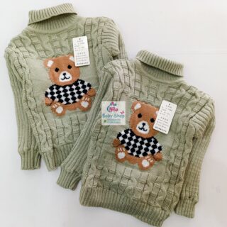 Warm Turtleneck Newborn Unisex Baby Sweater - Grey