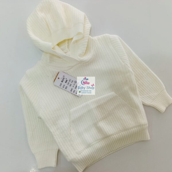 Baby Ribbed Knit Hoodie Sweater – Cozy Cotton Pullover with Front Pocket - Image 6