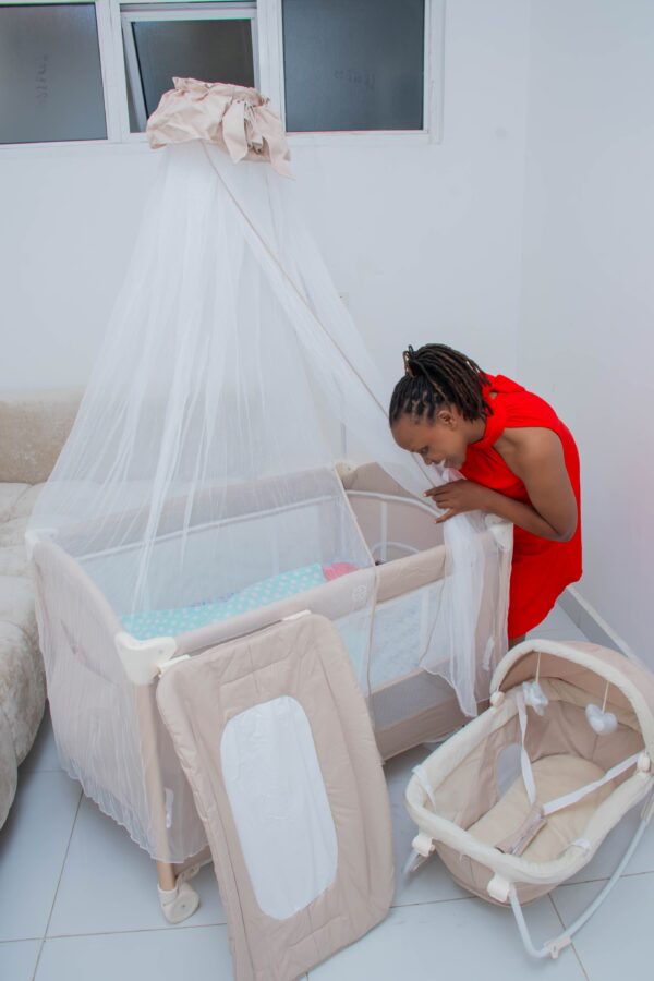 3-in-1 Baby Playpen Set with Bassinet, Rocker, Diaper Changer & Mosquito Net – Portable Foldable Baby Bed - Image 5
