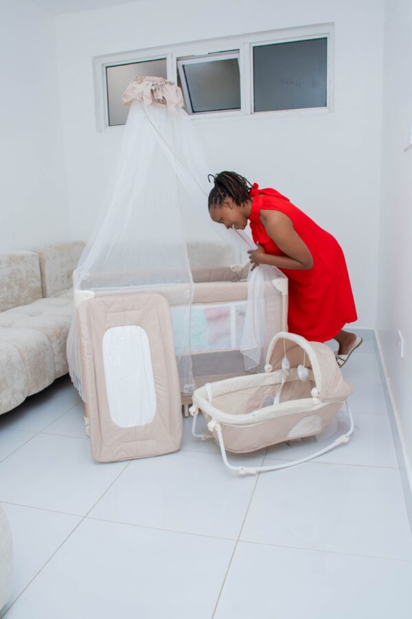 3-in-1 Baby Playpen Set with Bassinet, Rocker, Diaper Changer & Mosquito Net – Portable Foldable Baby Bed