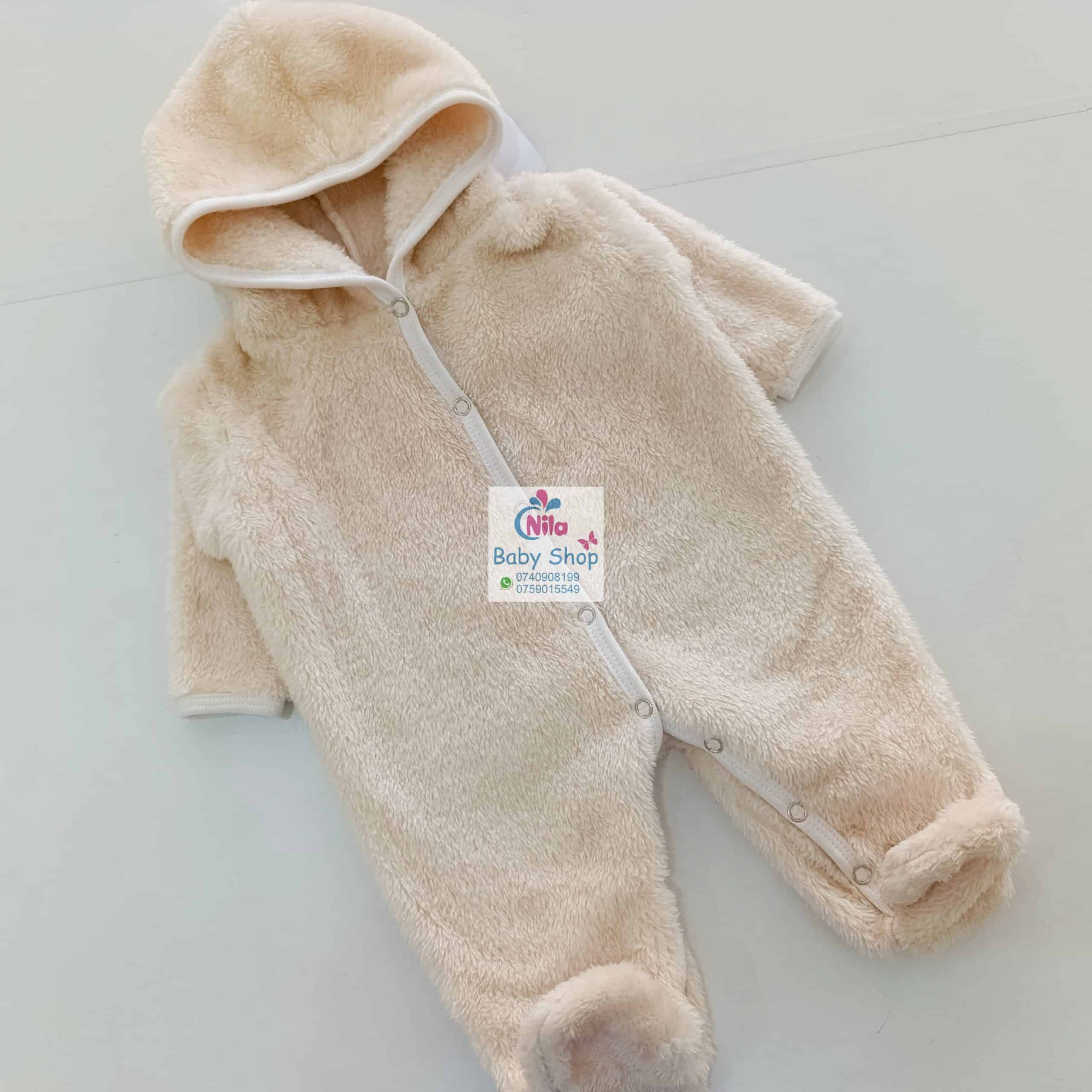 Soft Fleece Baby Hooded Romper – Warm Plush Jumpsuit for Newborns & Infants - Image 4