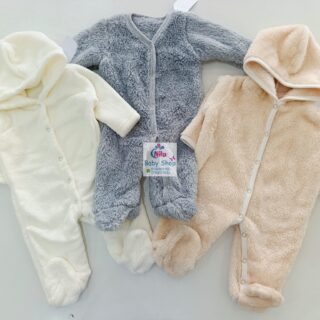 Soft Fleece Baby Hooded Romper – Warm Plush Jumpsuit for Newborns & Infants